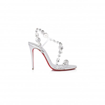 CHRISTIAN LOUBOUTIN ROSALIE JEWEL 100 MM SANDALS-TPU AND LAMINATED CALF LEATHER-CRYSTAL-WOMEN 1250147S338